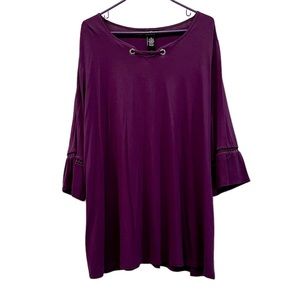 NWT Any wear by Catherines Purple dressy shirt with 3/4 length sleeves 18/20W